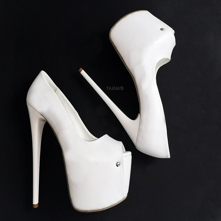 White Peep Toe 19 cm High Heels | Tajna Club
