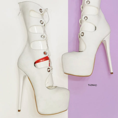 platform white booties