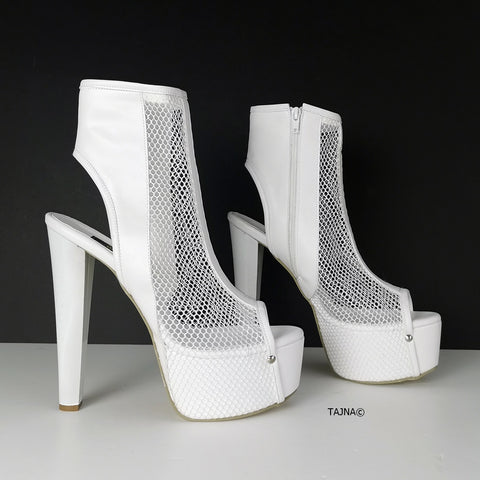 white platform booties