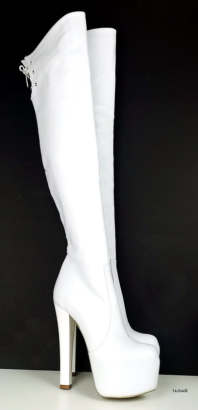 White Over the Knee Platform Boots – Tajna Club