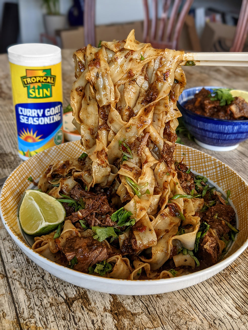 One Hungry Asian Curry Goat Noodles Tropical Sun Curry Goat Seasoning LQ