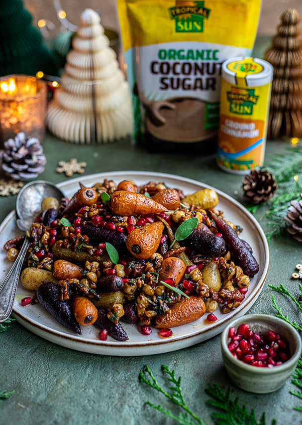 Tropical Sun Candied Christmas Carrots with Crumble - Happy Skin Kitchen