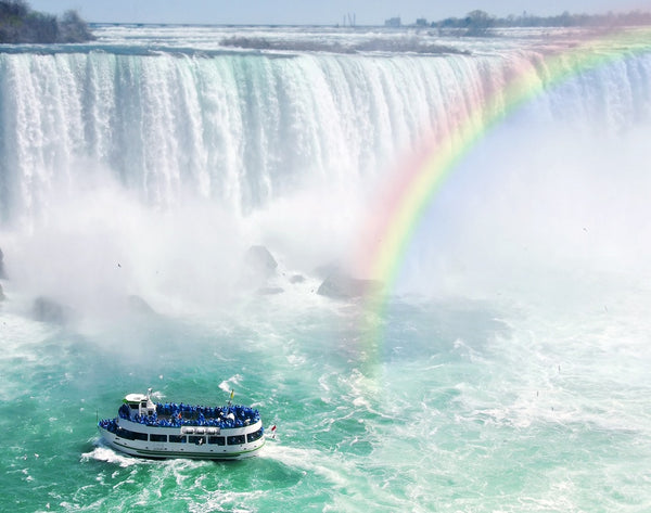 rainbow and tourist boat at niagara falls wooden puzzle