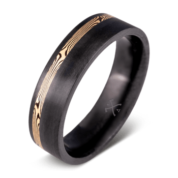 ATOS Round Milled Mens Black Zirconium Wedding Band