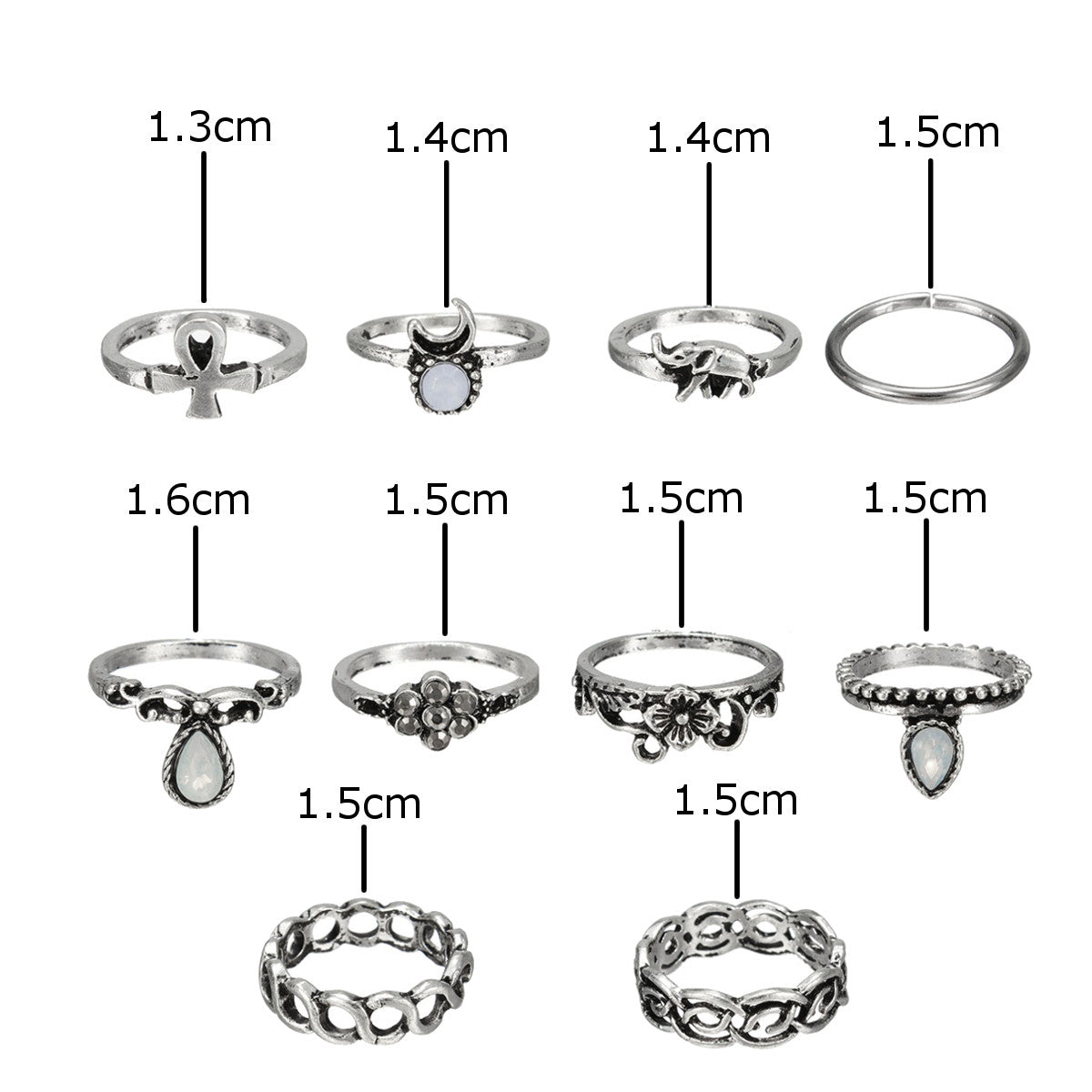10pcs Vintage Knuckle Rings Tribal Ethnic Hippie Joint Punk Ring Set for Women