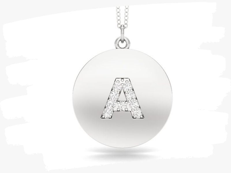 alphabet initial pendant necklace with diamonds