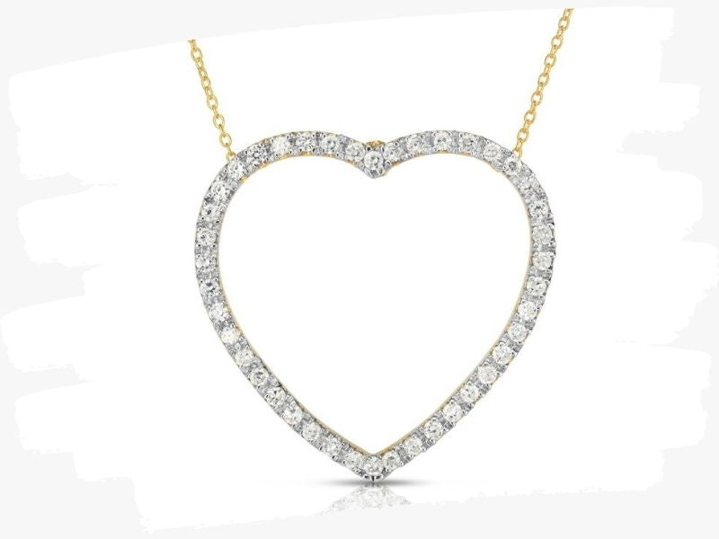 heart shaped gold pendant necklace with diamonds