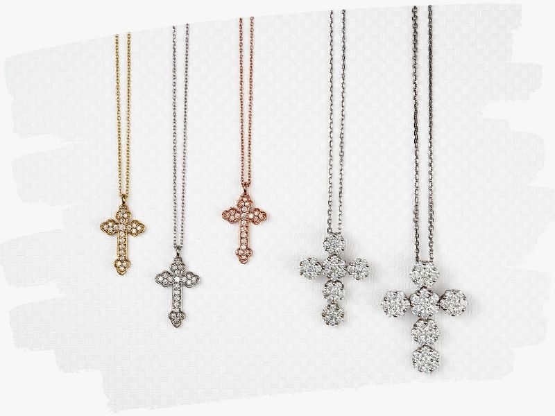 yellow and white gold crosses, cross pendants and cross necklaces for women