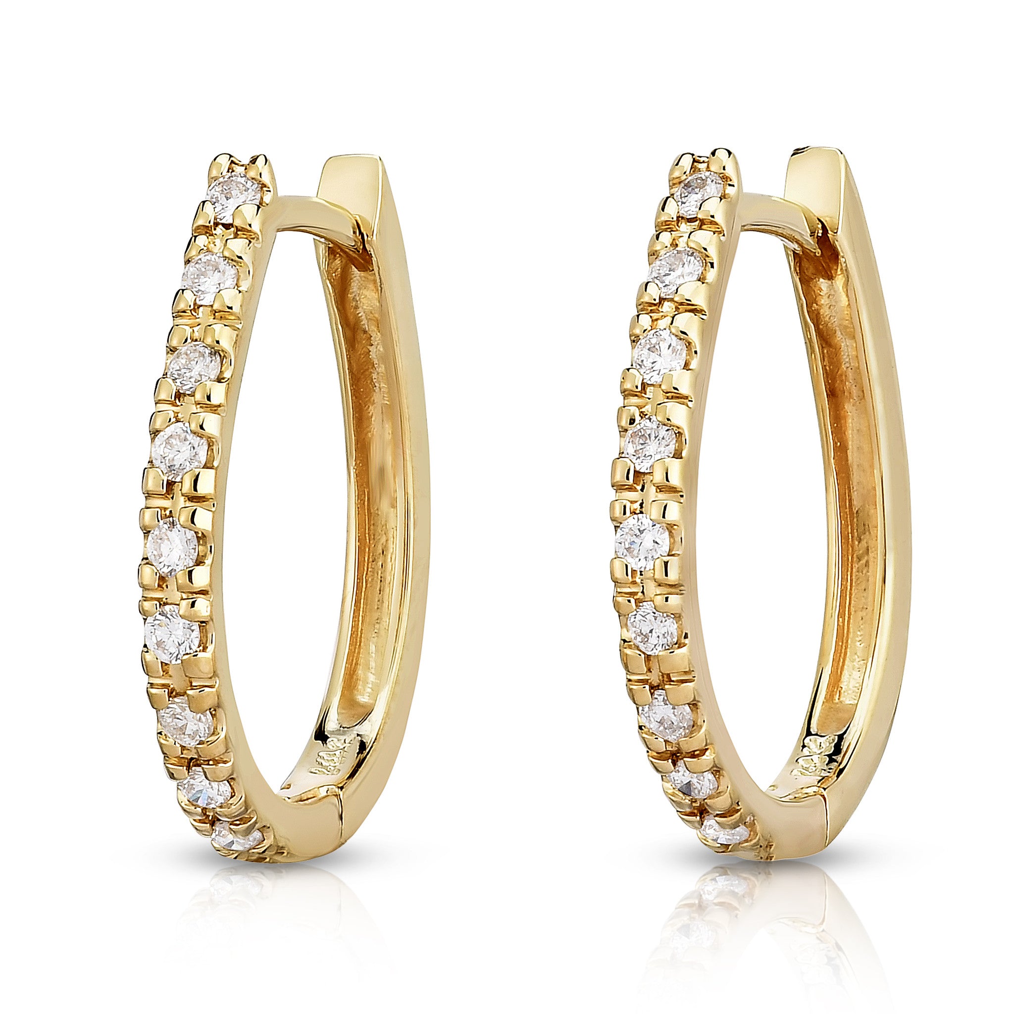 14K Gold Diamond (0.22 Ct, G-H Color, I1-I2 Clarity) Hoop Earrings ...
