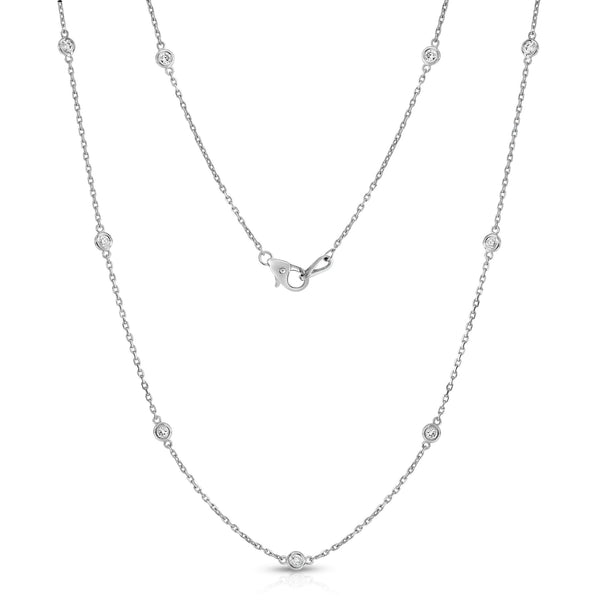 14K Gold 10 Station Diamond Necklace (0.50 Ct, G-H, I1-I2), 18 Inches