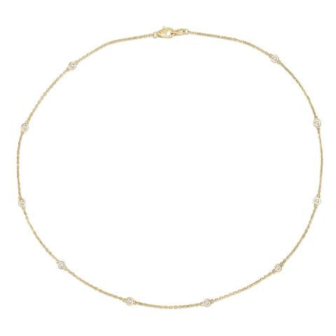 14K Gold 10 Station Diamond Necklace (0.50 Ct, G-H, I1-I2), 18 Inches ...