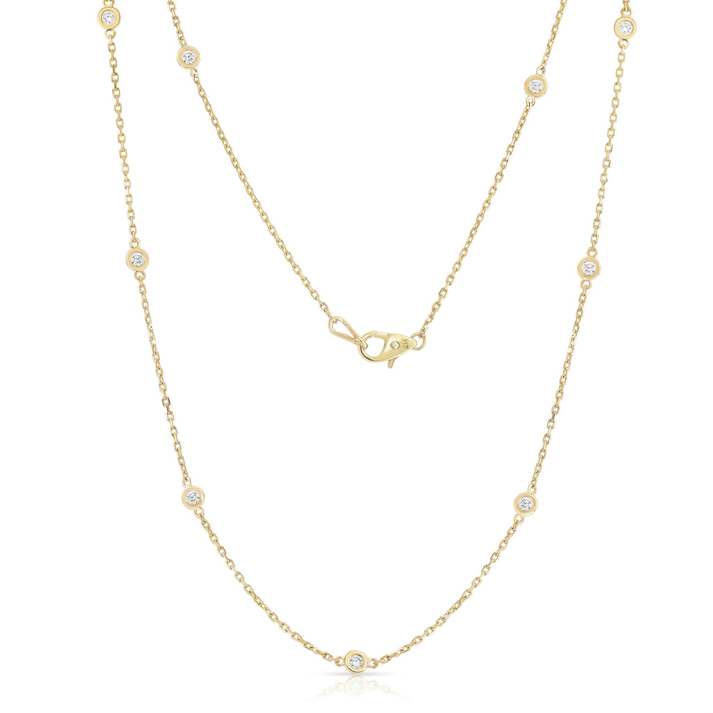 14K Gold 10 Station Diamond Necklace (1 Ct, G-H, I1-I2), 18 Inches ...