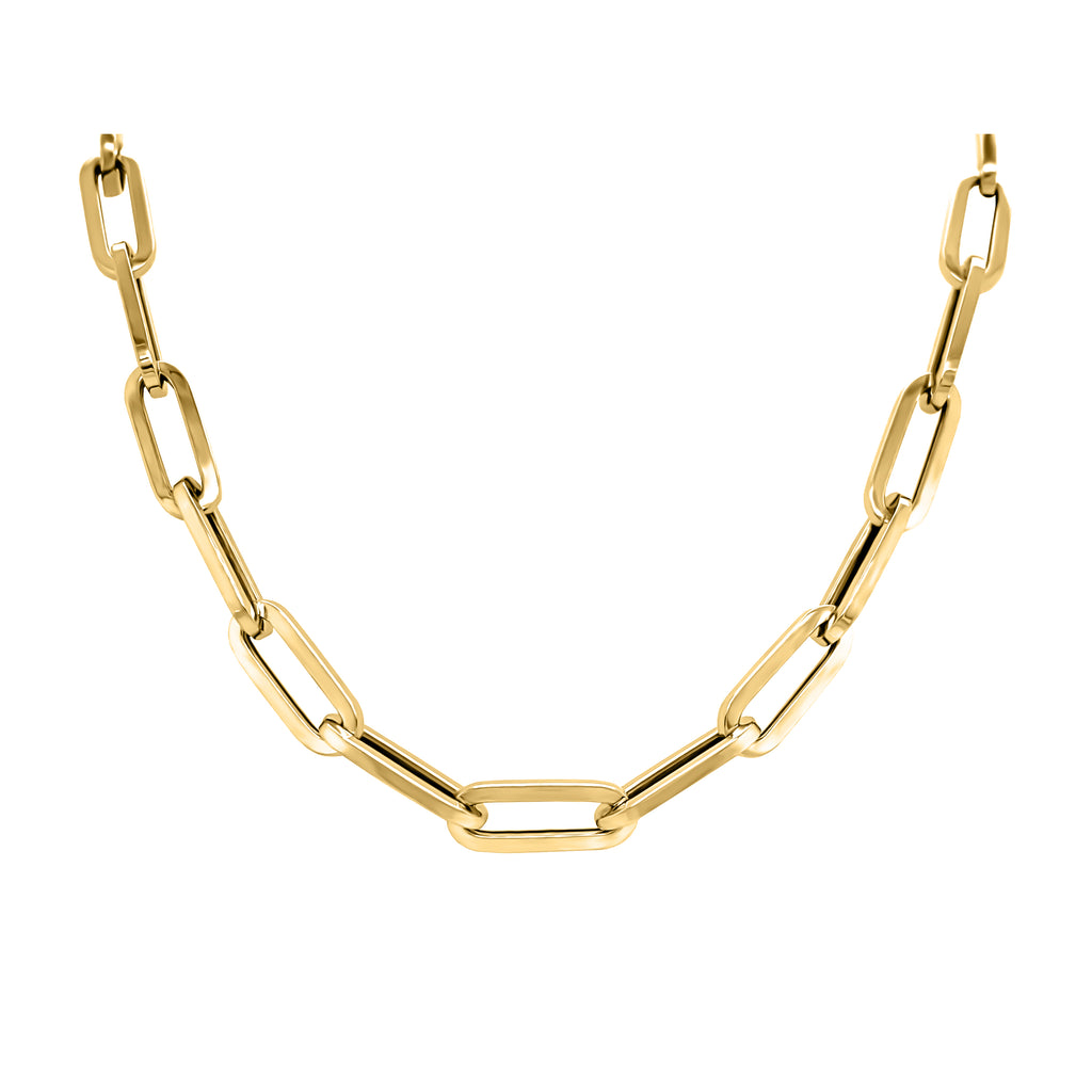 14K Gold 3.6MM Link Paperclip Link Chain Necklace, 20