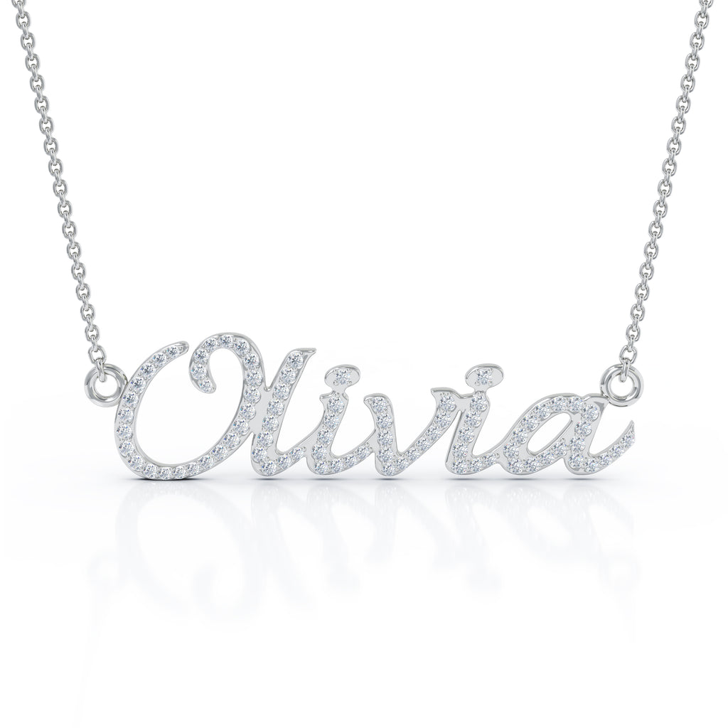 14K Gold Personalized Diamond Name Necklace (0.50 Ct, G-H, SI2-I1