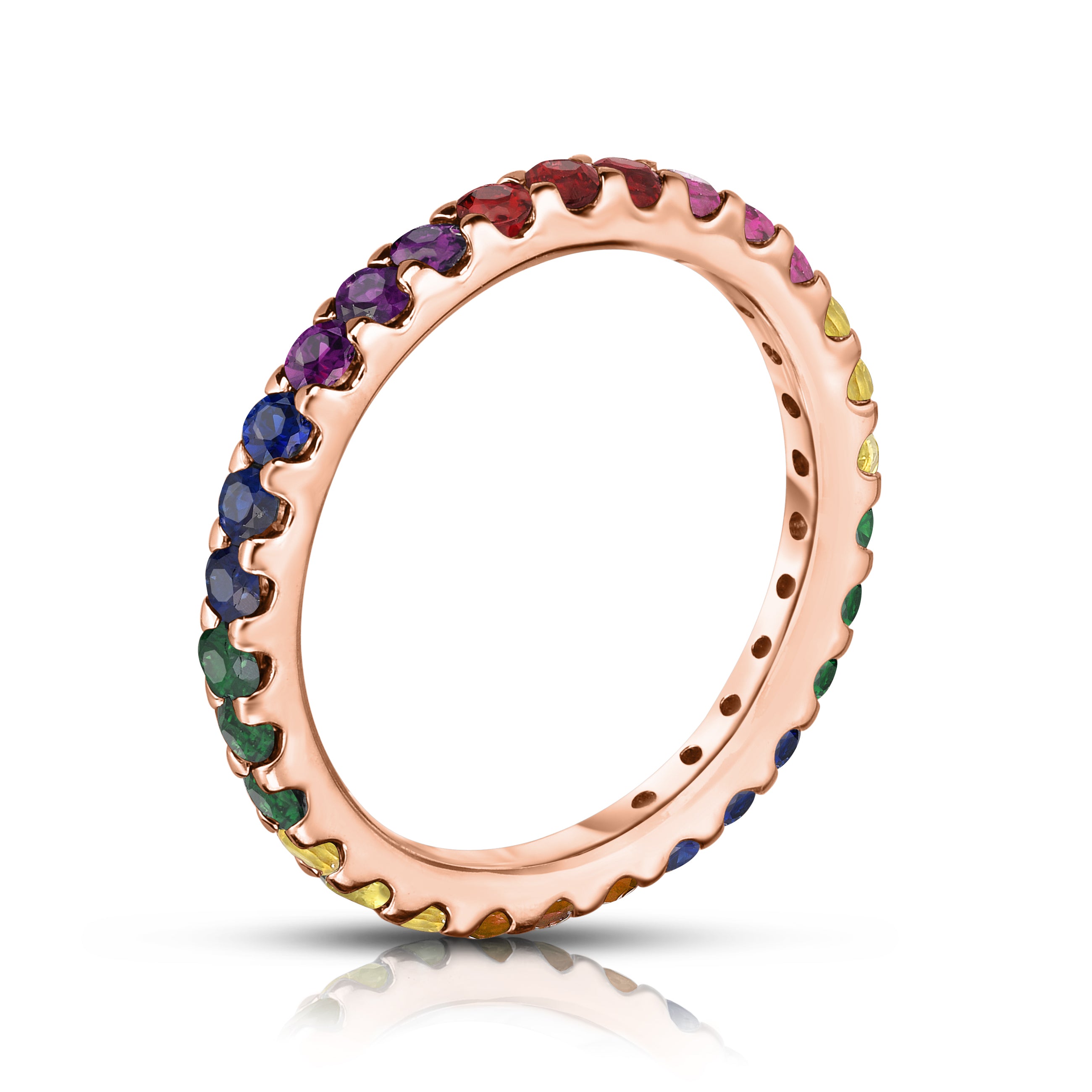 14K Gold Rainbow Multicolor Sapphire Eternity Ring