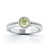 14K Gold Bezel 5MM Peridot Bead Style Ring