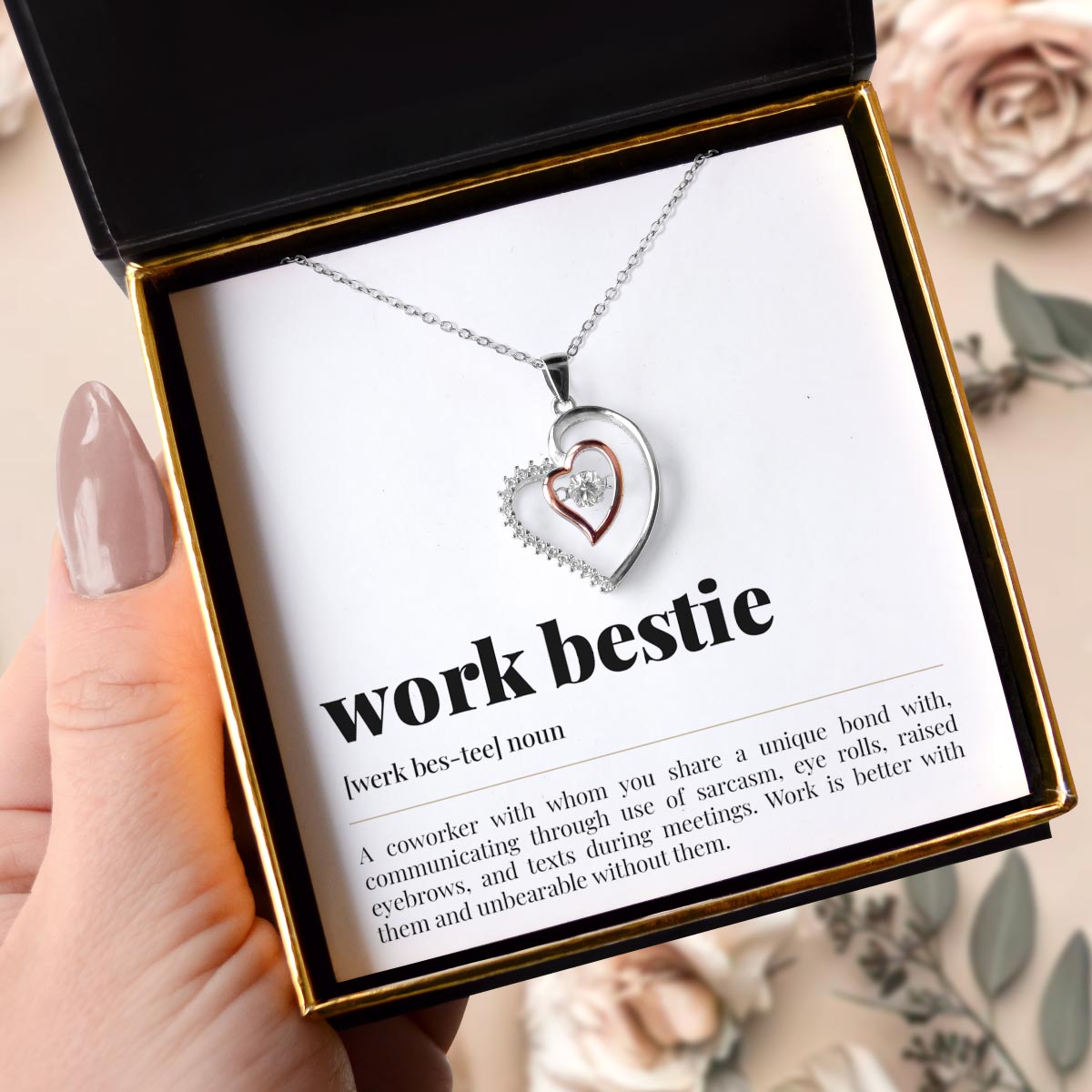 Image of Work Bestie Noun - Luxe Heart Necklace Gift Set