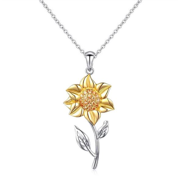 3 Sets of Golden Sunflower Sterling Silver Pendant Necklace