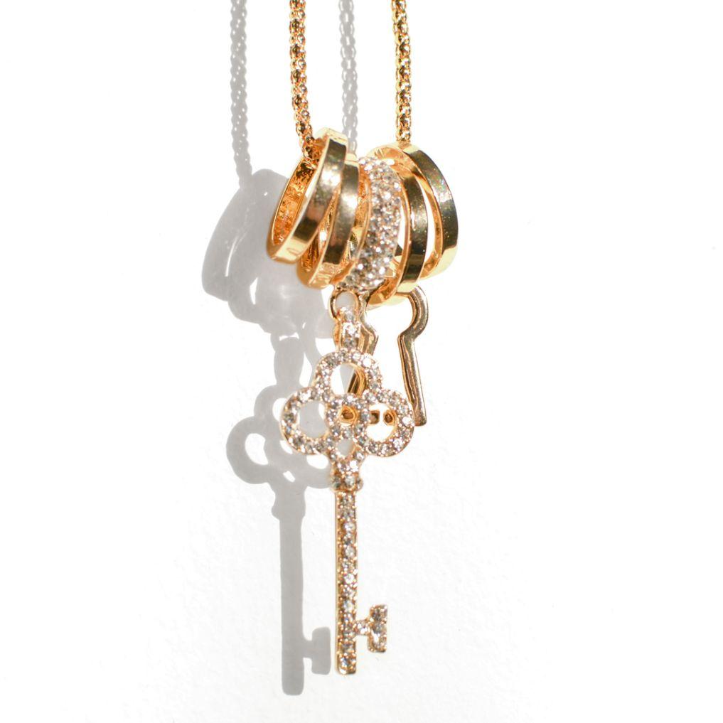 Gold Key - Long Necklace with Austrian Crystals - Aphrodites product image