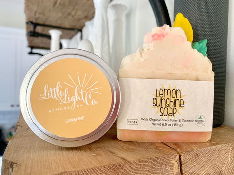 Little Light Company Sunshine Candle and Lemon Sunshine Premium Soap Exclusive Bundle
