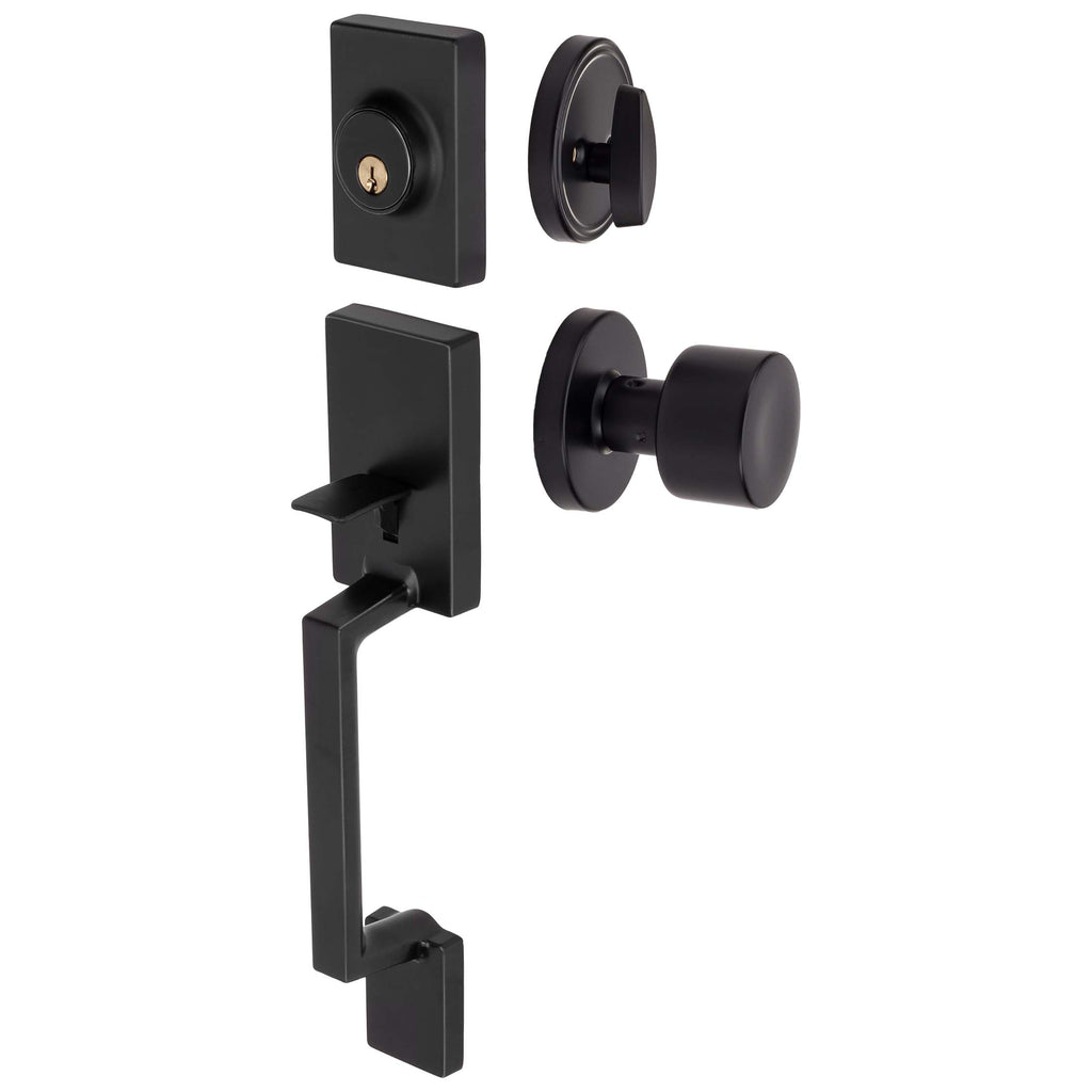 Details About Brooklyn Contemporary Handleset With Interior Door Knob Matte Black