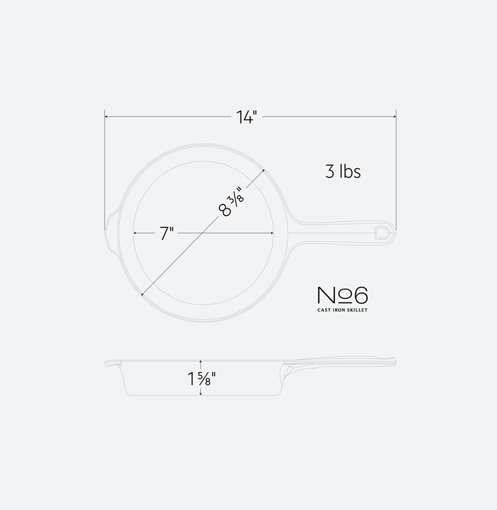 Cast Iron Skillet - 10.25” Dimensions & Drawings