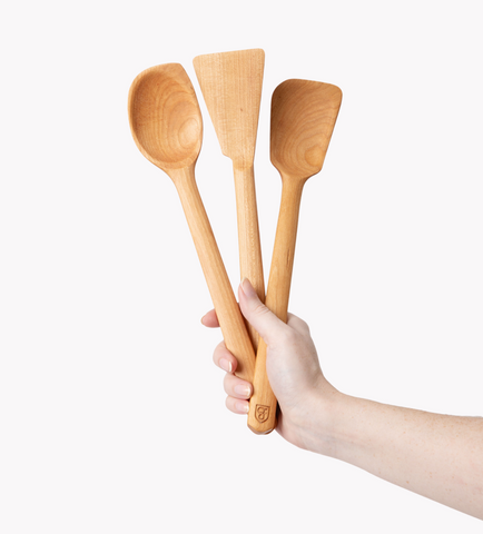 Three wooden utensils