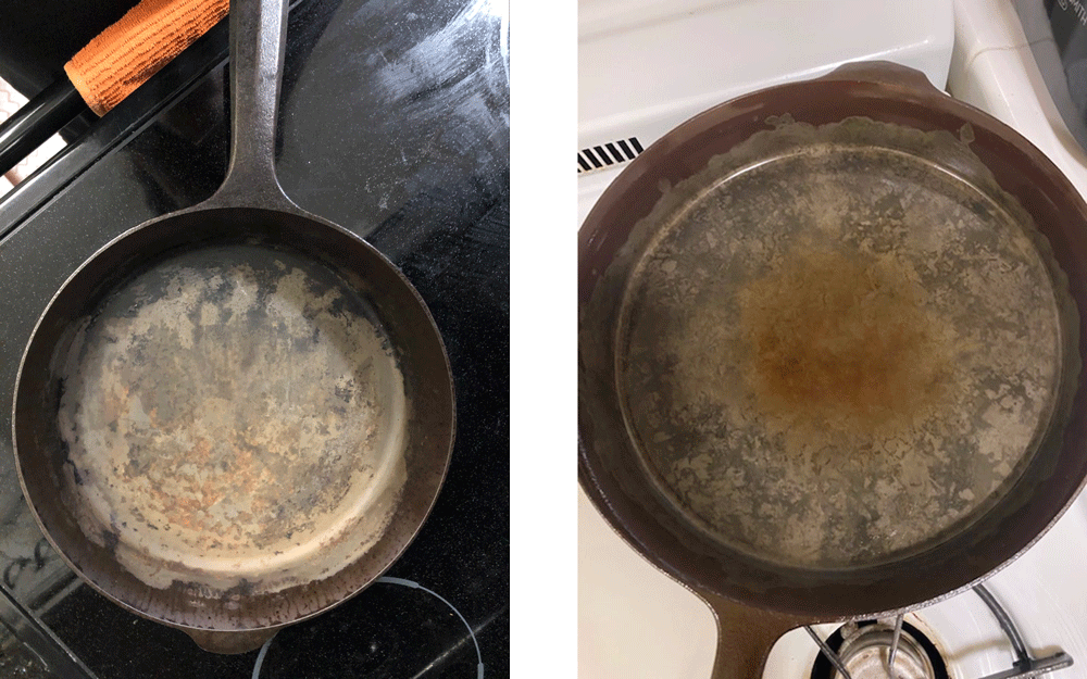 1 year in on building up the black seasoning on a Smithey CastIron pan. So  cool to watch the transition from shiny bronze to marbled to eventually  black. : r/castiron