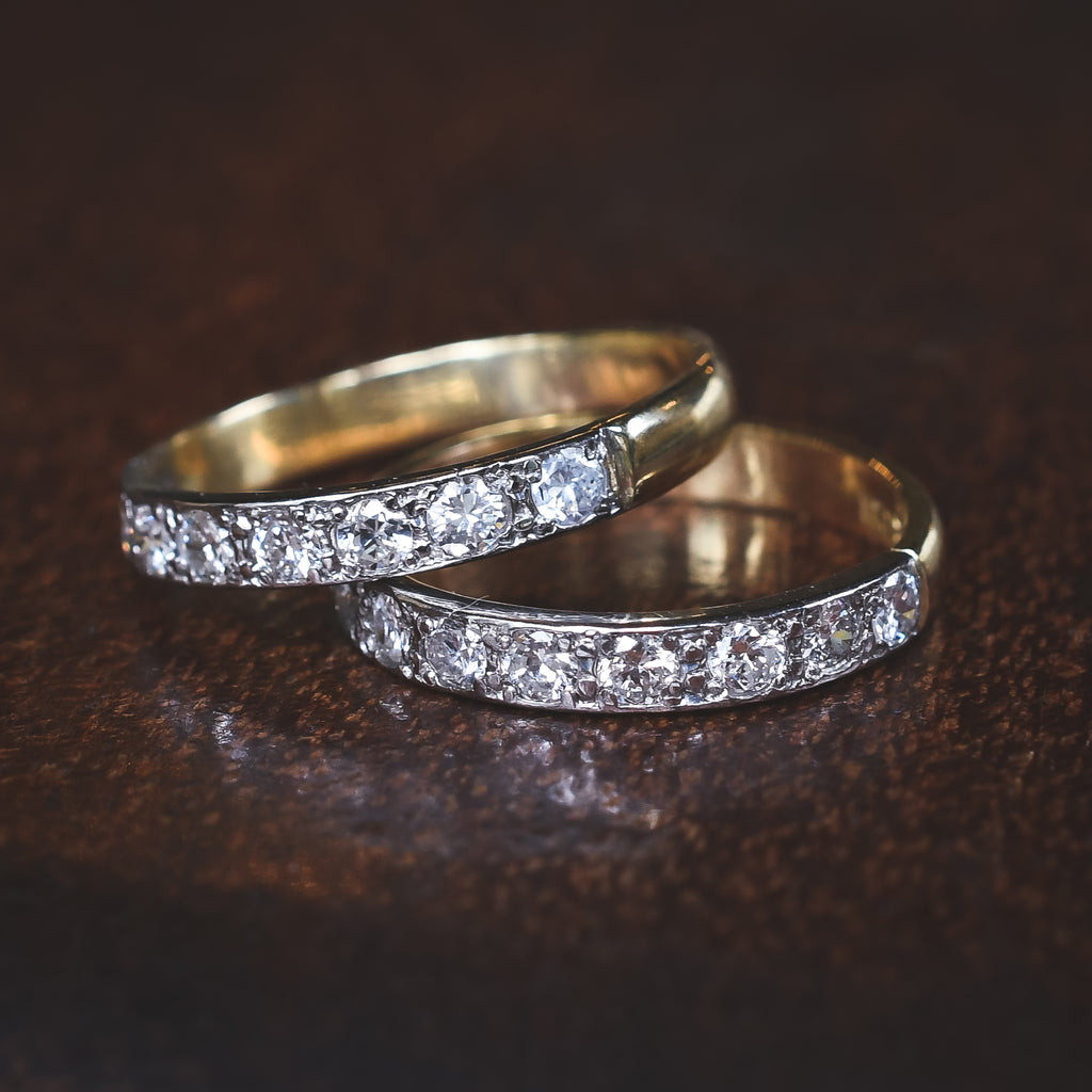 Pair Vintage Diamond Half Eternity Rings – Butter Lane Antiques