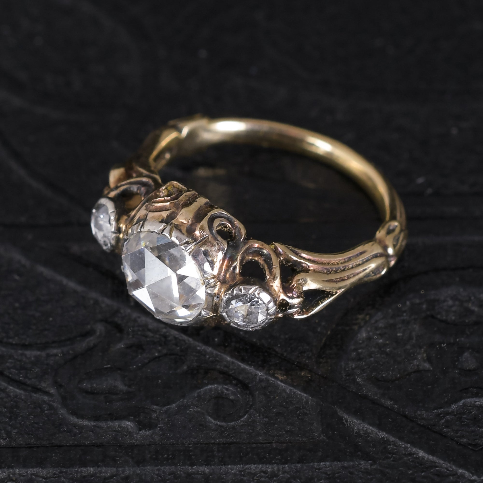 Georgian Rose Diamond Three-Stone Ring – Butter Lane Antiques