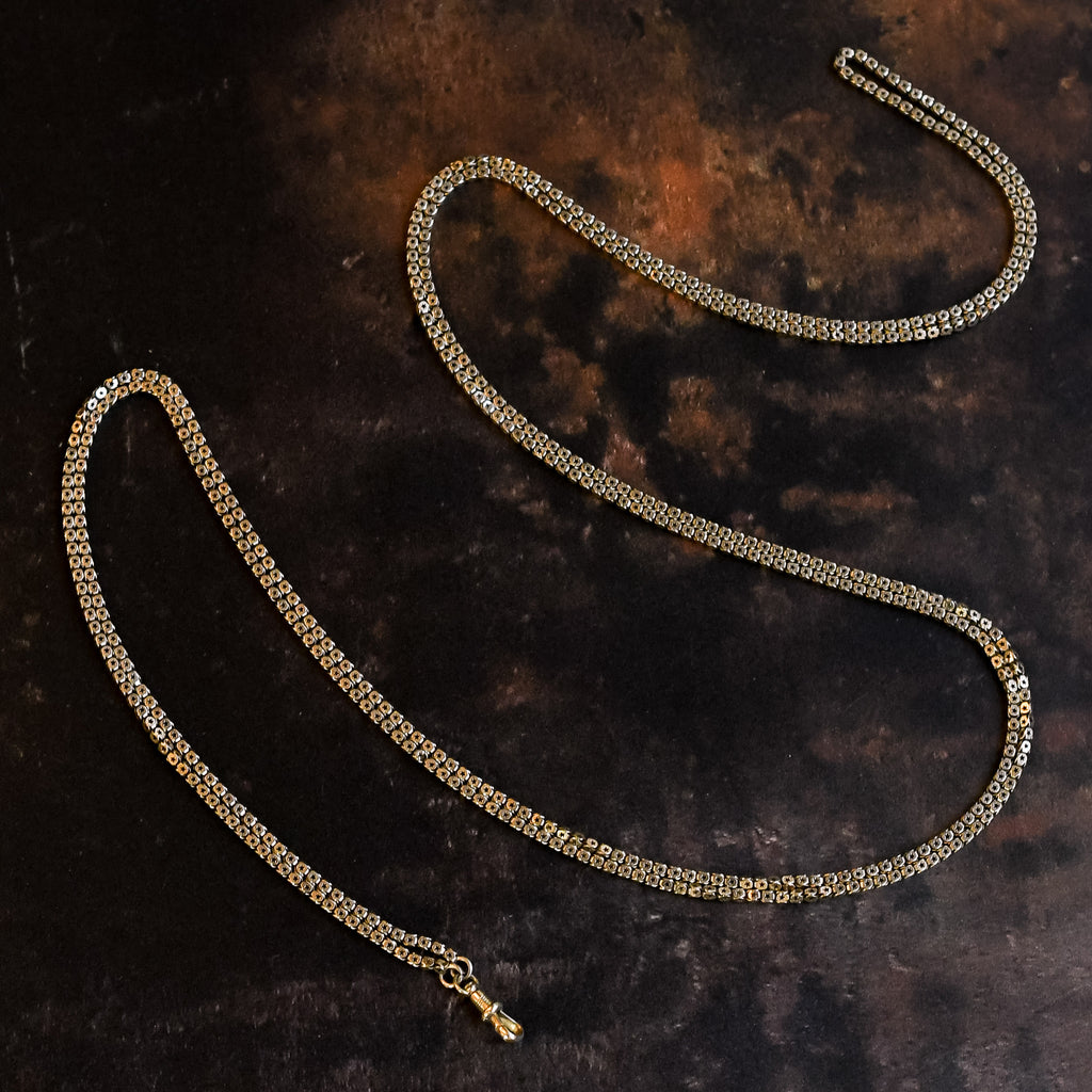 Victorian 9k Gold Box-Link Long Guard Chain, 60