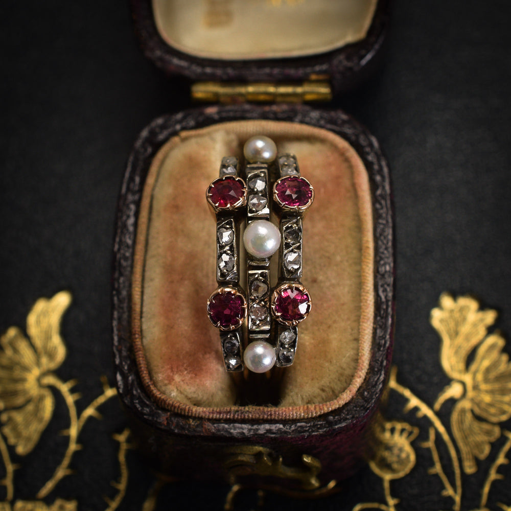 Victorian Ruby Diamond & Pearl Harem Ring – Butter Lane Antiques