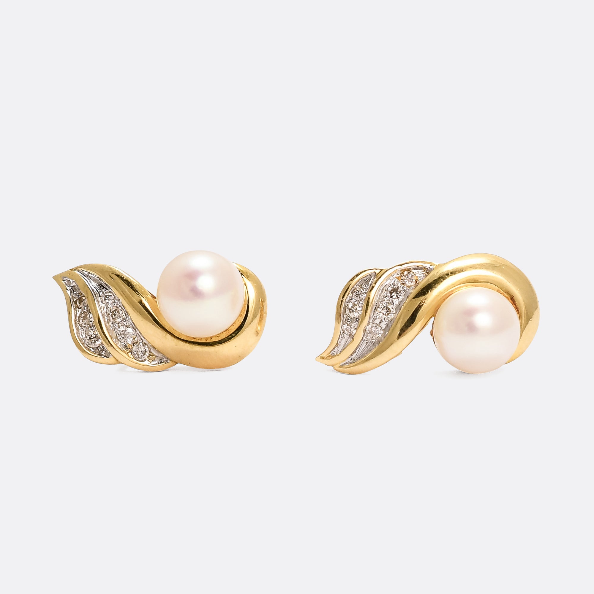 1950s Pearl & Diamond Swan Stud Earrings – Butter Lane Antiques