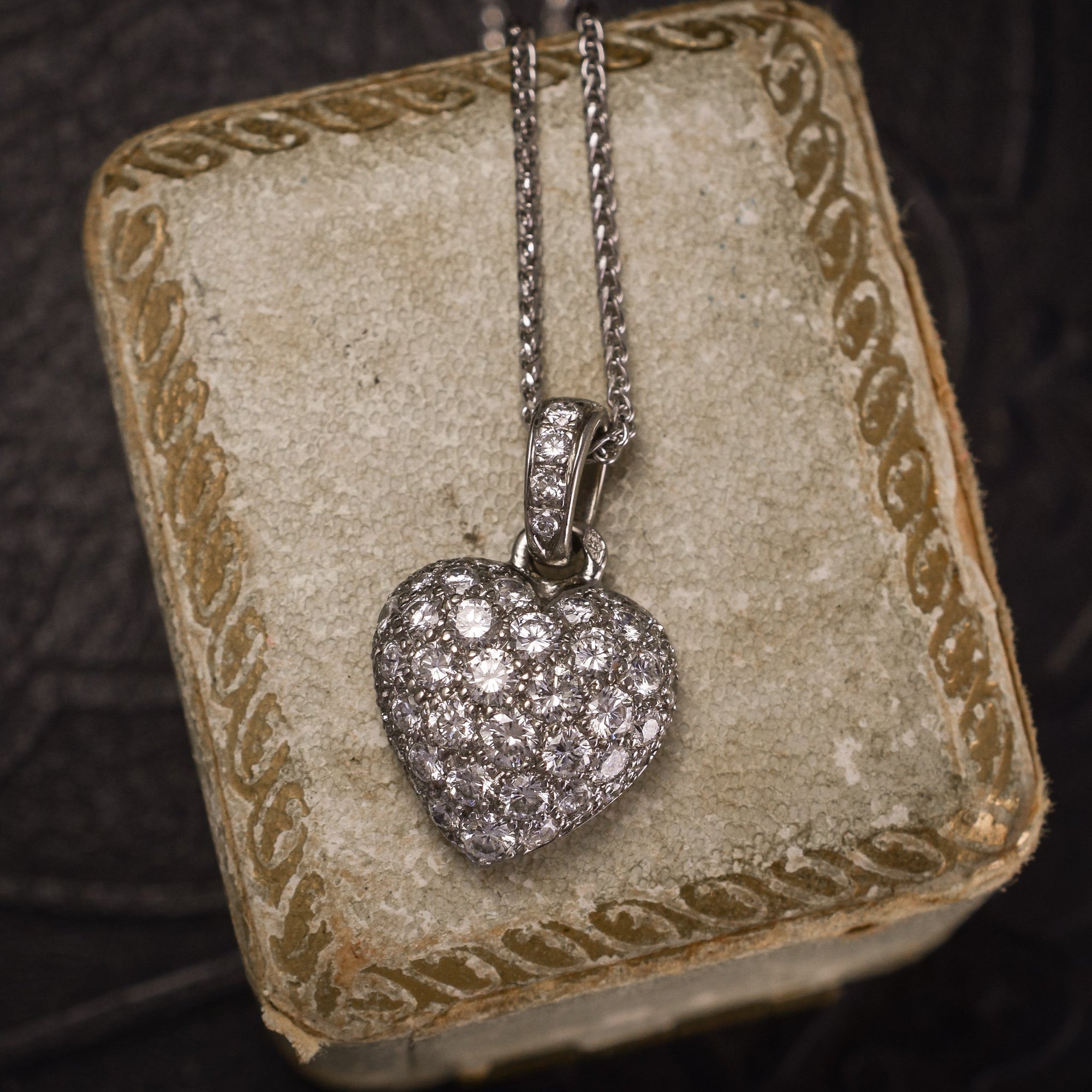 cartier pave diamond heart pendant