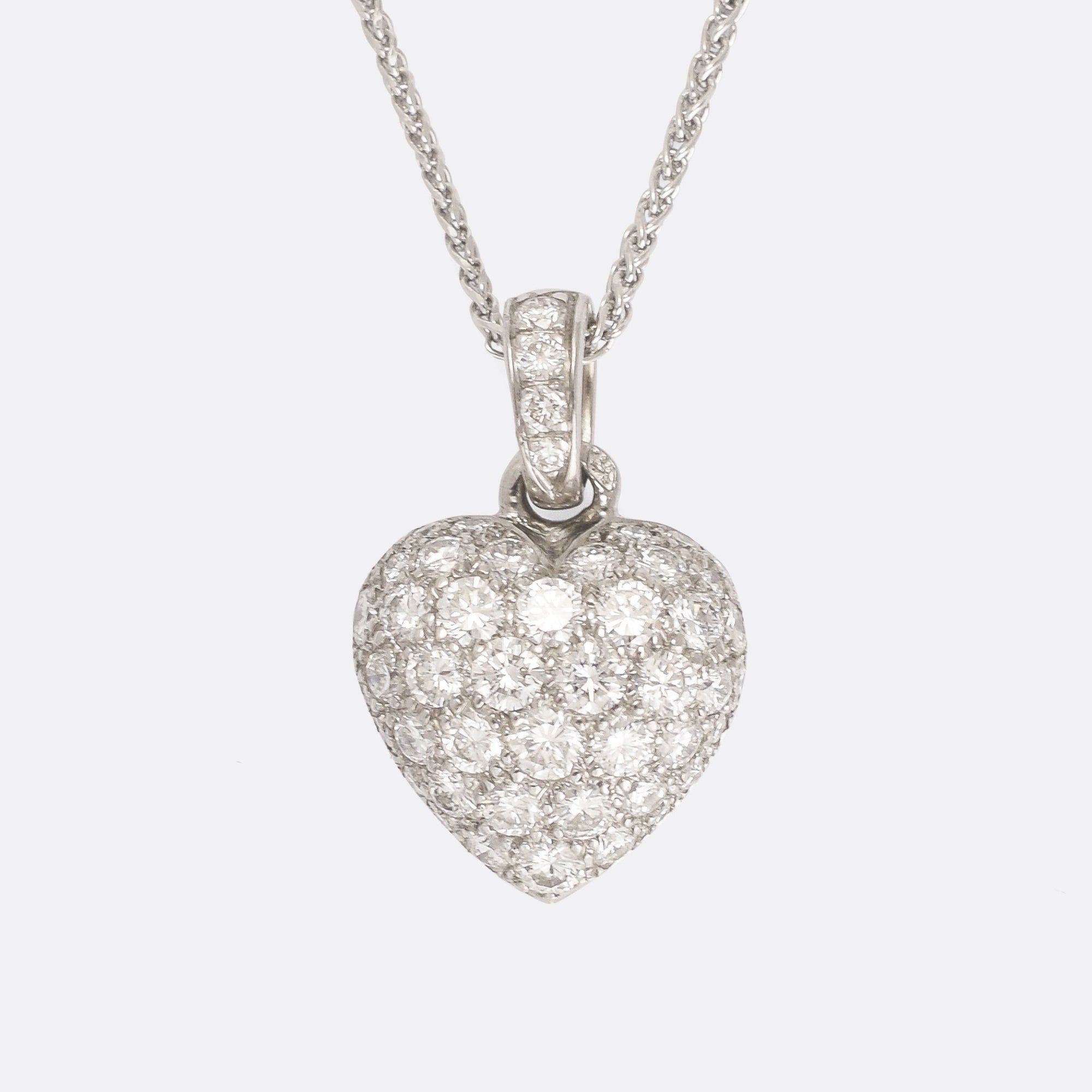 cartier pave diamond heart pendant