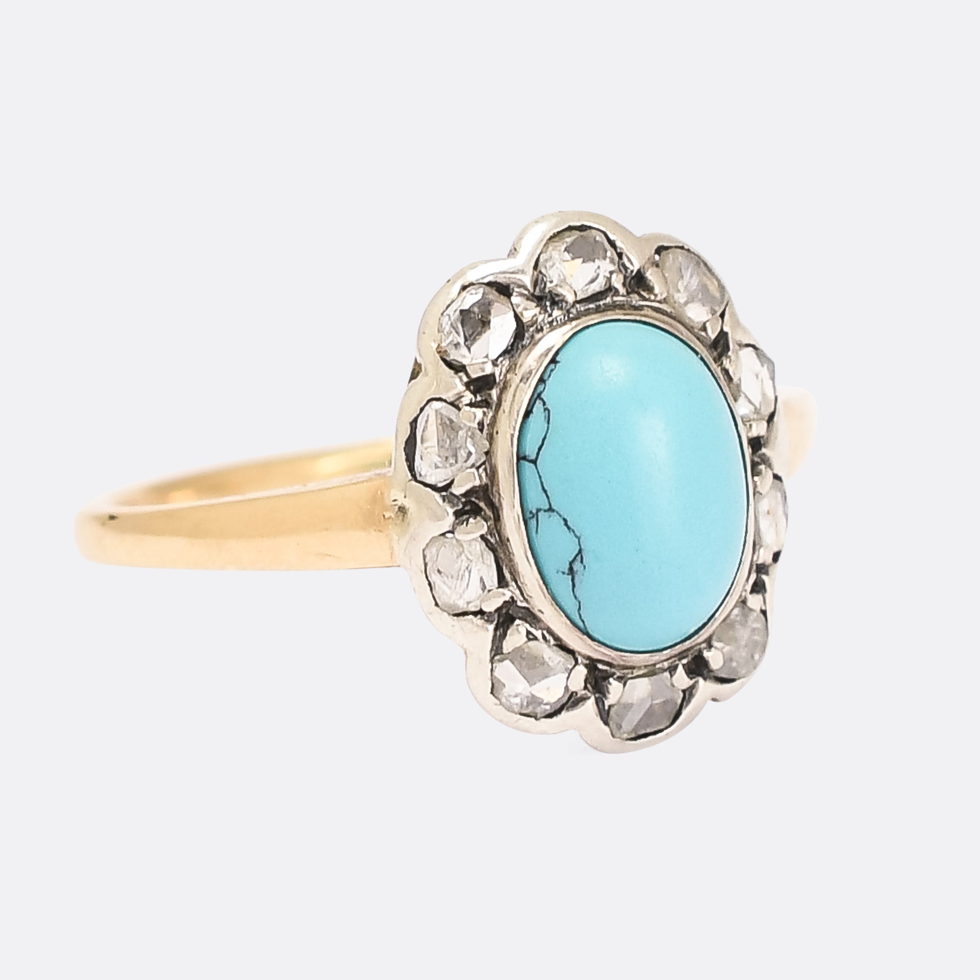 RESERVED Victorian Turquoise & Rose Diamond Flower Ring – Butter Lane ...