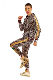 leopard print velour tracksuit