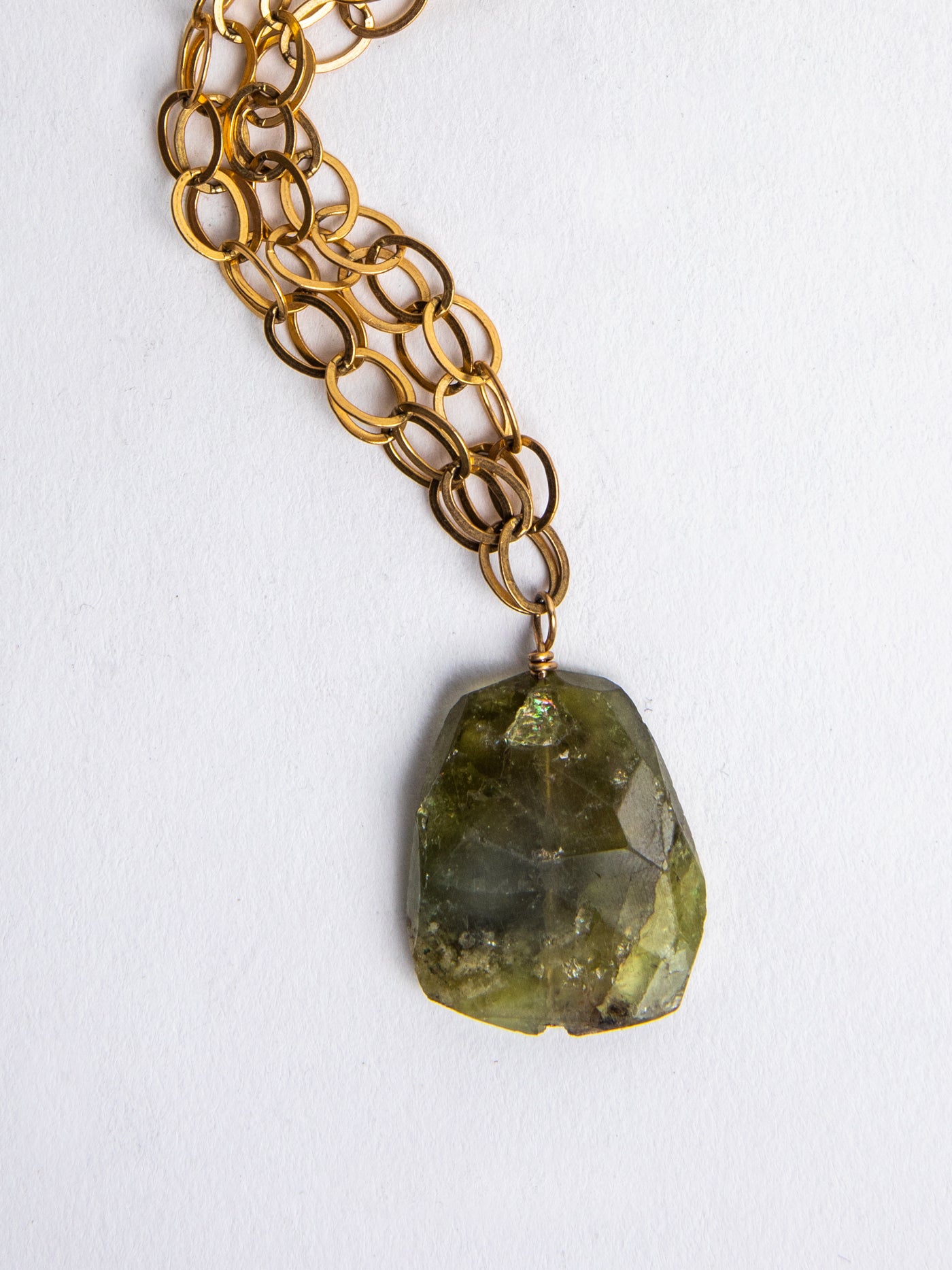 Moss Agate with Intricate Gold Filled Chain