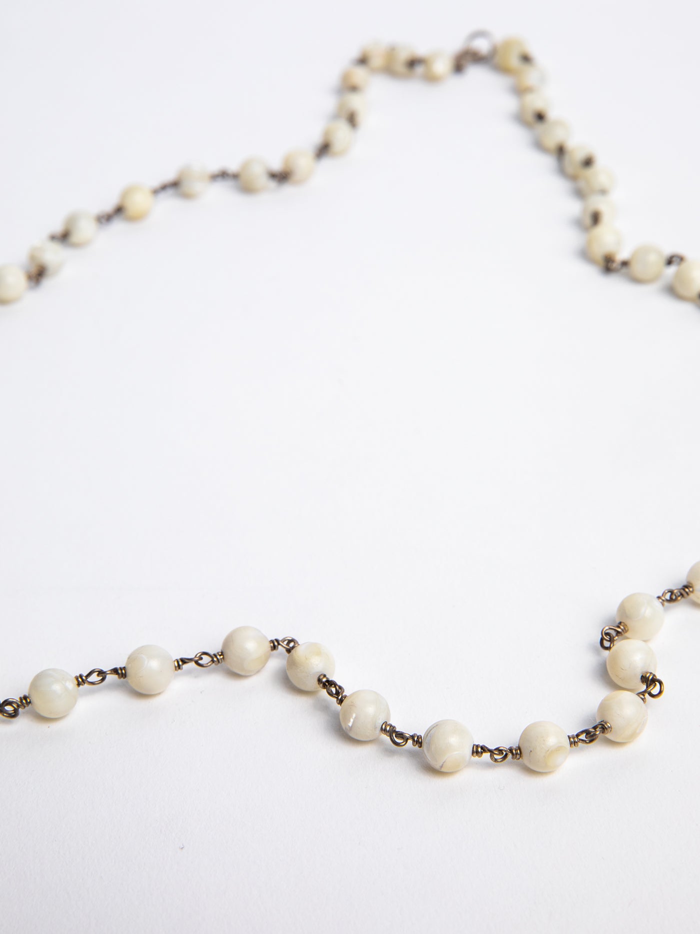 Vintage Bone Color Bead Necklace