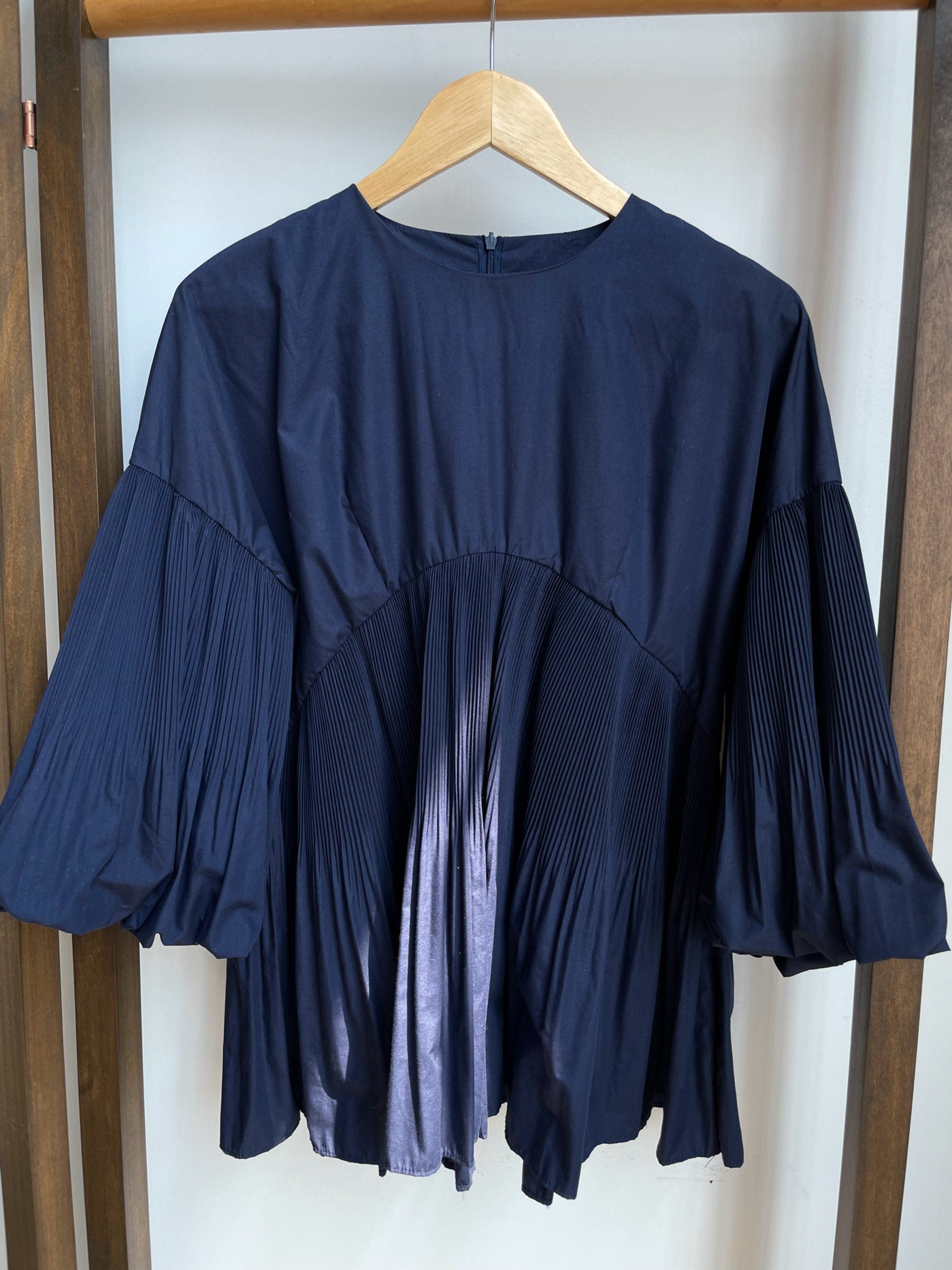 Korean Navy Blue Poplin Blouse