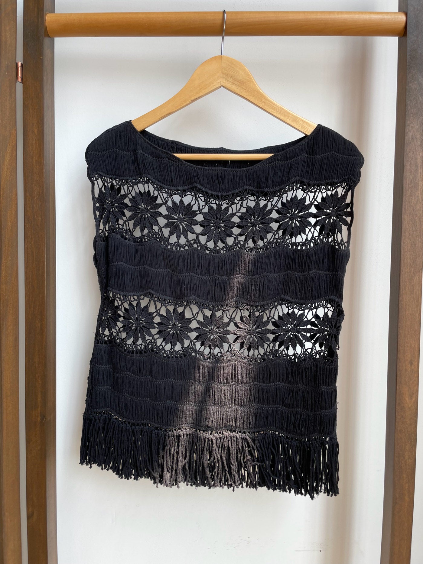 Alice + Olivia Black Crochet Shirt