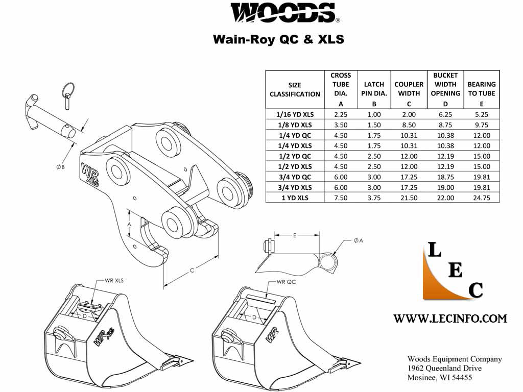 Excavator Bucket Pin Size Chart