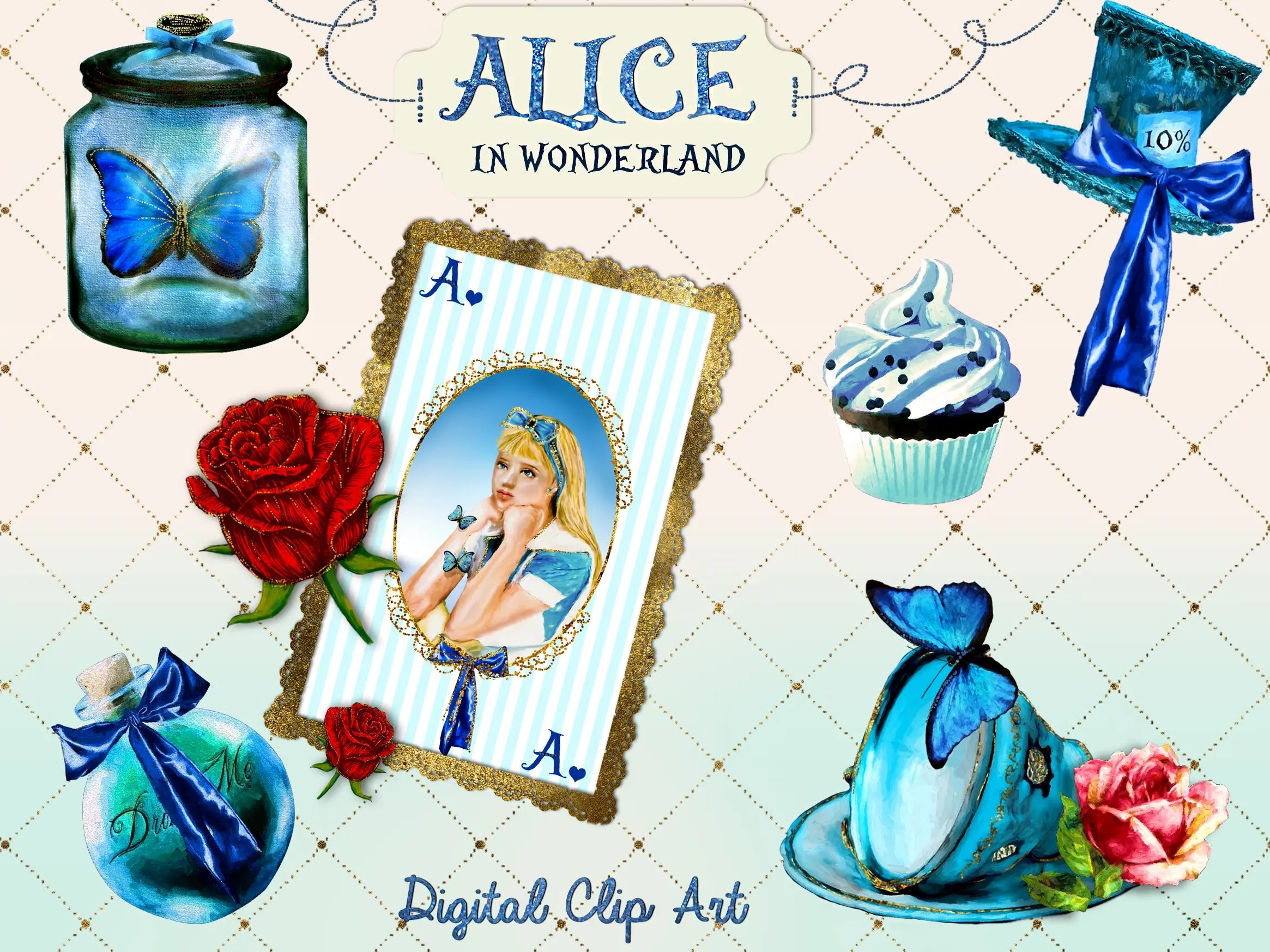 alice in wonderland digital clipart