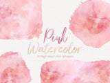 Pink watercolor clipart shapes - digital