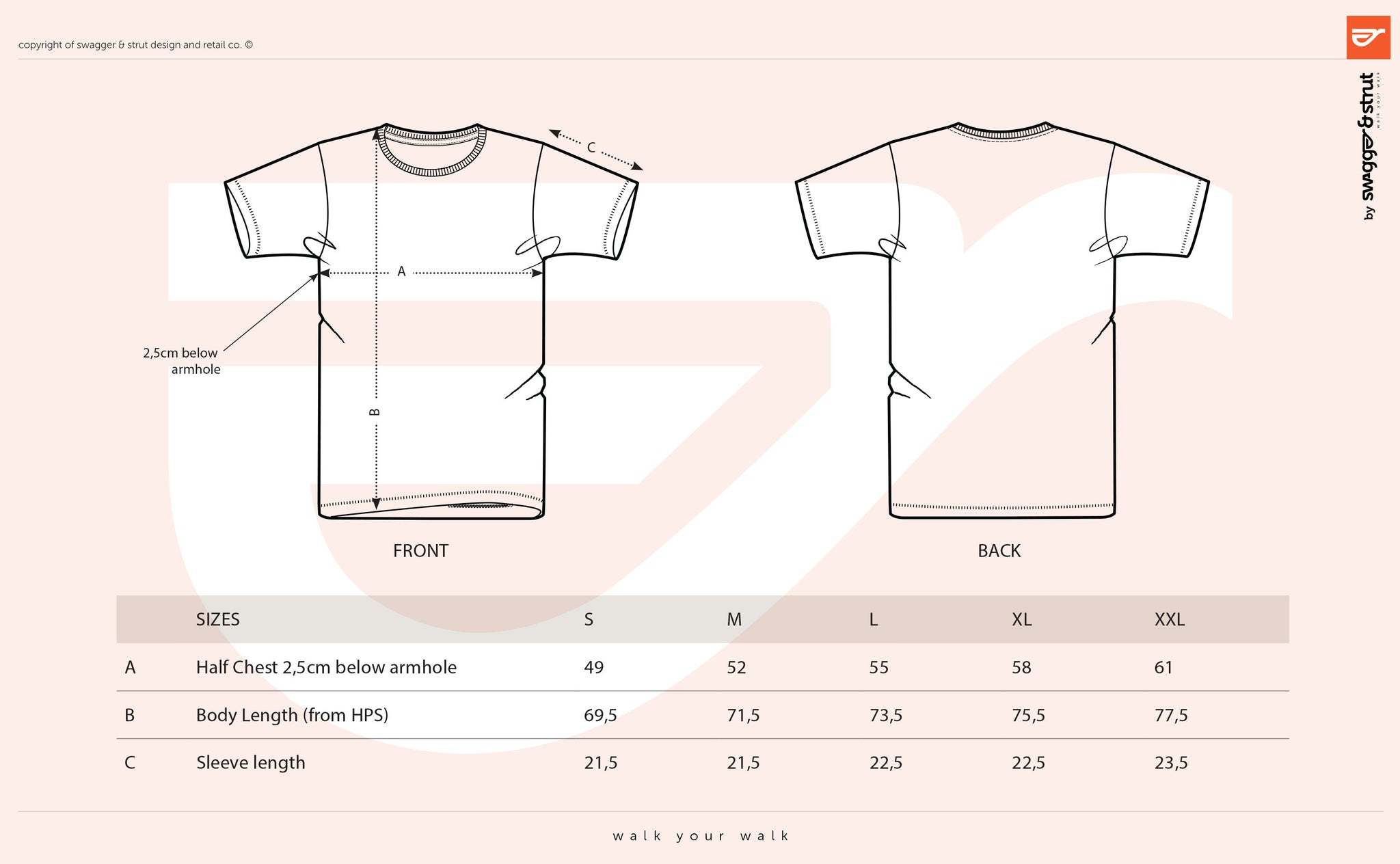 Round Neck T Shirt Size Chart