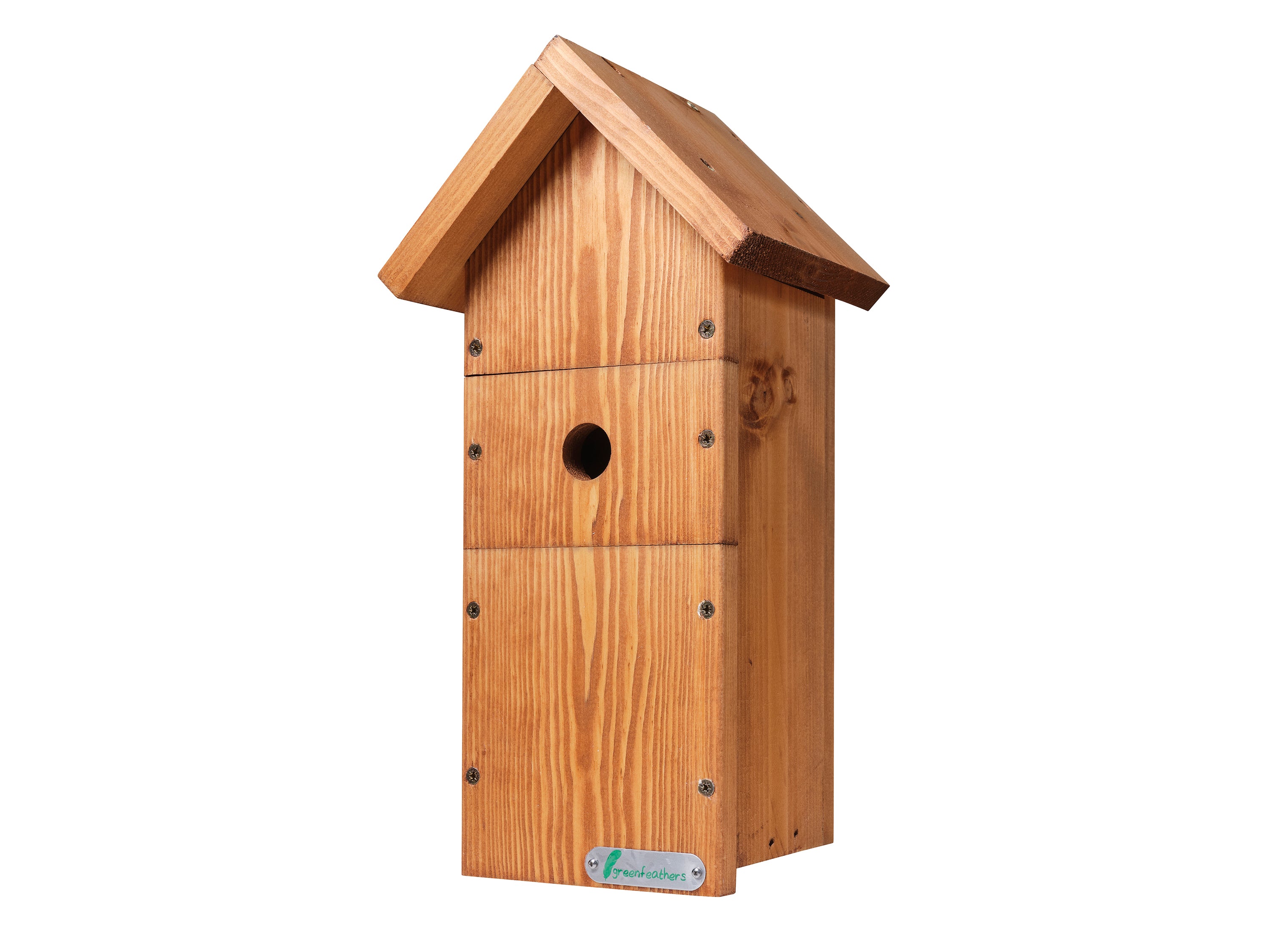 Large Handmade Wooden Bird Box - Green Feathers product image