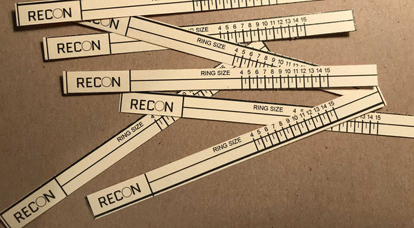 use the sizing strip to find your ring size recon rings