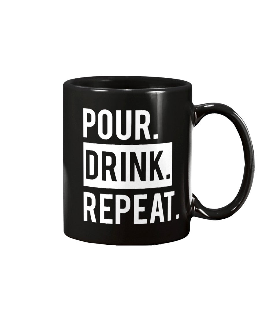 Pour. Drink. Repeat. fifteen ounce ceramic coffee mug