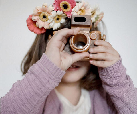 Fathers Factory wooden toy camera unleashes creativity with our eco-friendly wooden toy camera. Perfect for little photographers, durable and safe for kids to play with.