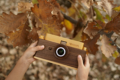 Father's factory classic one wooden digital camera in play for nature study. it's a perfect nature inspired gift for children, the nature study edition